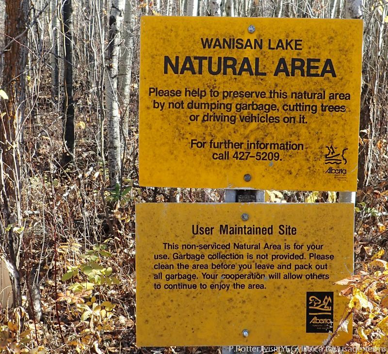 Signage on the Waskahegan Trail; P. Potter Wanisan Lk NA 2023-10-08.