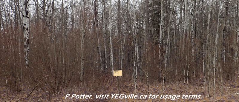 Boundary sign, Crippsdale Natural Area, 2024-03-29, P. Potter.