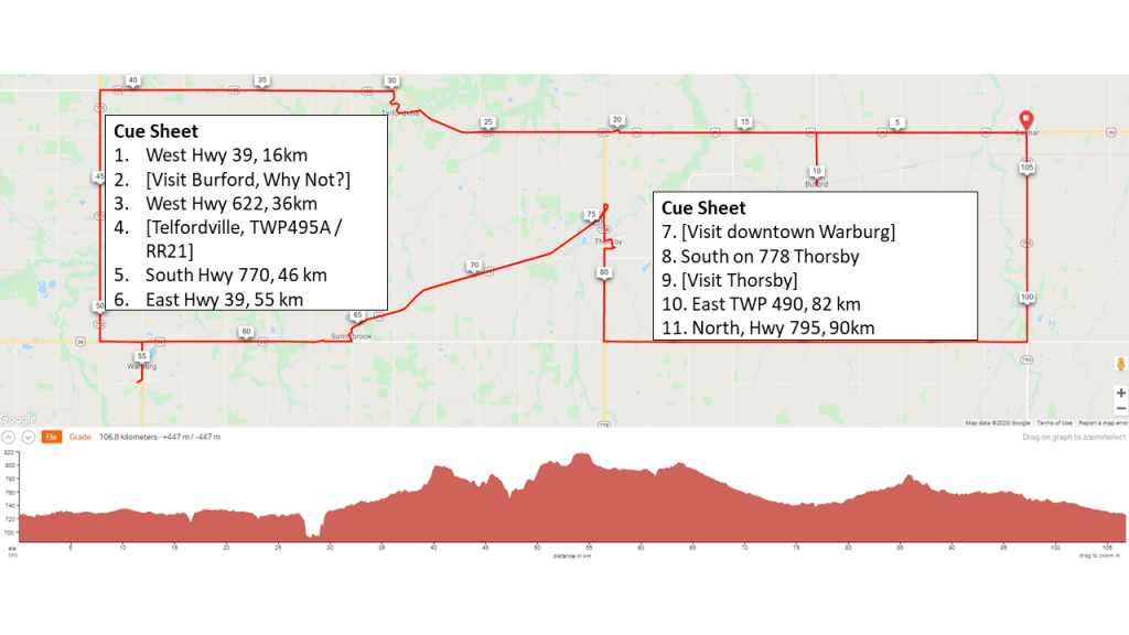 Map showing loop running counter-clockwise out of Calmar