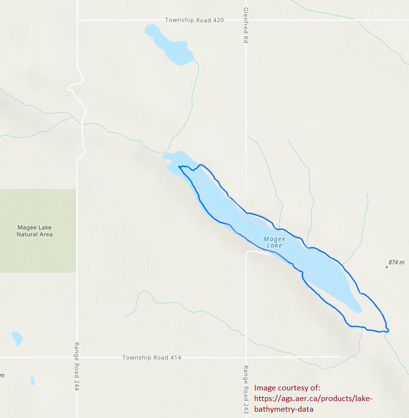 Magee Lake (Southern Chain Lake) in context to the nearby NA.