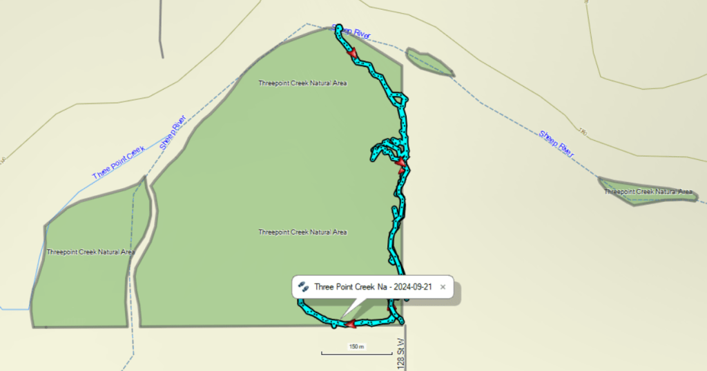 Route in the NA. 2024-09-21, Threepoint Creek Na, P. Potter.