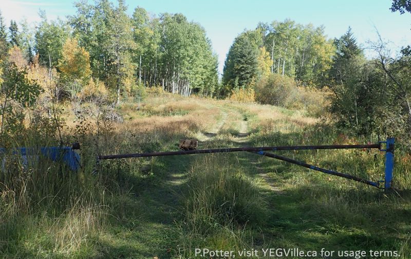 Looking East from HWY 20 into the site, note homemade sled, Town Creek NA, 2024-09-25, P. Potter.