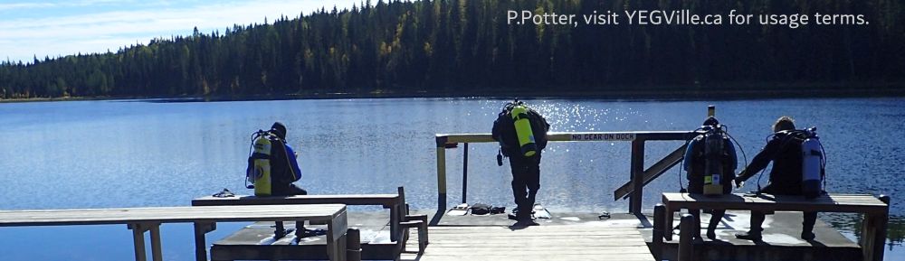 Looking South across the lake as divers prepare for their descent, Twin Lakes Campground & Winfield PNT, 2024-09-24.
