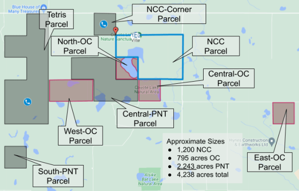 Aliases given to various Coyote Lake areas for ease of description.