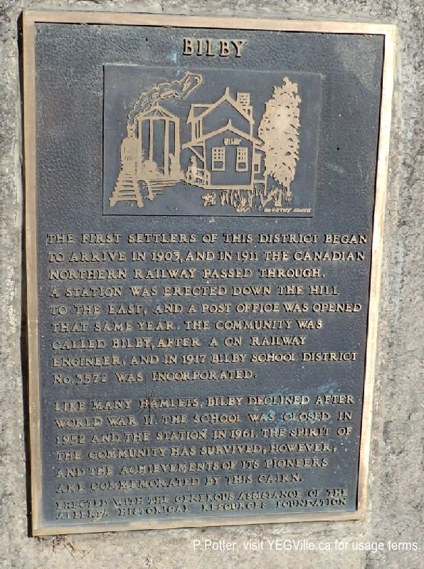 Monument with the history of Biby, 2024-09-28, Bilby NA, P. Potter.