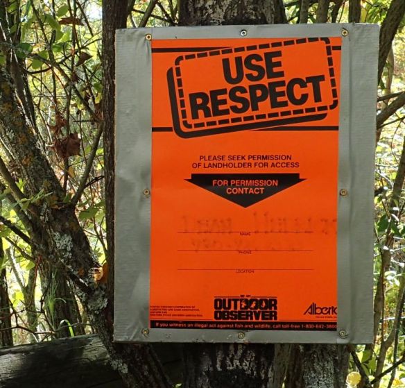 Posting on the adjacent property to the East of the parcel listing the landowner, 2025-09-21, Upper Mann Lk NA (NE), P. Potter.