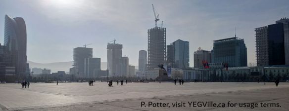 Looking South and across Sükhbaatar Square, Ulaanbaatar Mongolia, 2025-11-21, P. Potter.