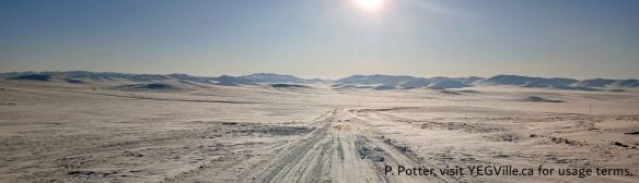 Winter road scene, rural Mongolia, 2025-12-02, Sukbaatar Drive Out, P. Potter.