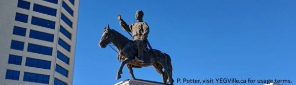 Statue of Sükhbaatar, credited with Mongolia's independence, 2025-12-02, Sükhbaatar Training, P. Potter.