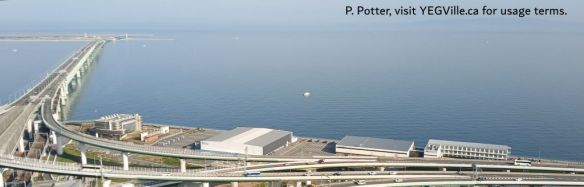 Looking west from the 54th floor of the hotel towards the Kansai Airport in Osaka, 2026-03-26, P. Potter.