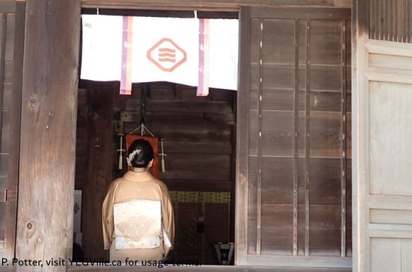 A member of the bridal party and part of a marriage ceremony, 2026-04-03, Omishima Island, P. Potter.