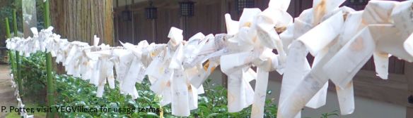 Paper prayers on the site, 2026-04-04, Oyamazumi Shrine, Omishima, P. Potter.