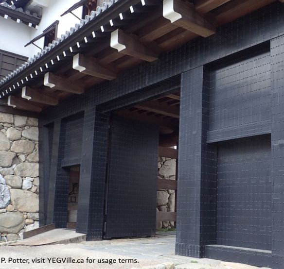 Massive iron clad gates meant to thwart invaders, 2026-04-05, Imabari Castle, P. Potter.