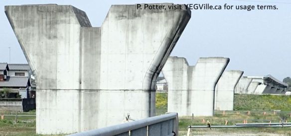 Bridge piers for an unfinished highway started but never completed in the late 1990’s, 2026-04-05, Imabari Castle, P. Potter.