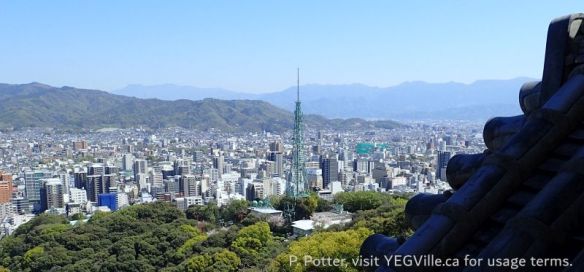 View from the top floor, 2026-04-08, Matsuyama Castle, P. Potter.