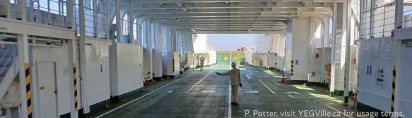 Friendly welcoming committee, Ferry to Hiroshima, 2026-04-11, P. Potter.