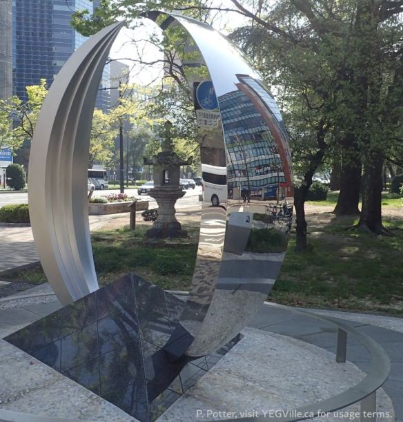 Yumeji Tsukioka A Prayer for Peace monument, stylized hands clasped in prayer, Hiroshima environ, 2026-04-11, P. Potter.